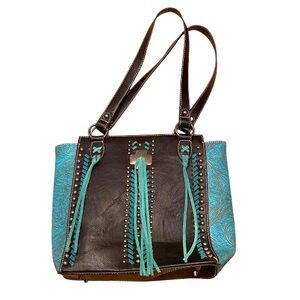 MONTANA WEST Black Blue And Silver Western Tote NWOT